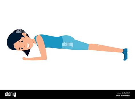happy athletic girl doing push ups stock vector image and art alamy