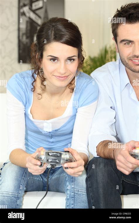 Couple Playing Video Games Stock Photo Alamy