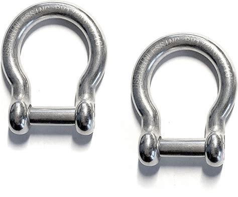 2 Pieces Stainless Steel 316 Bow Shackle 1 2″ 12mm With Hex Sink Pin Marine Grade Bigamart