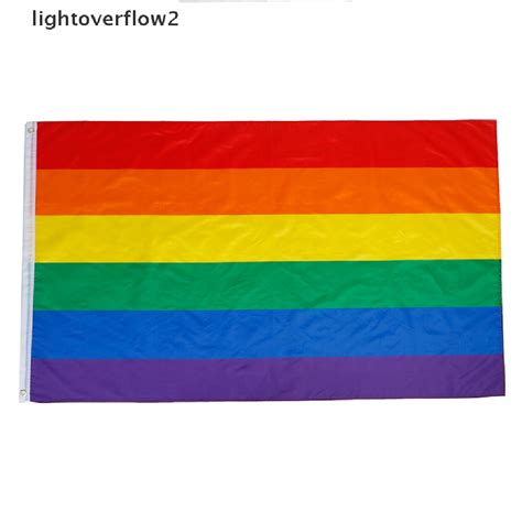 Lightoverflow2 Rainbow Flag Gay Pride Lesbian Banner Striped Event Pennant Lgbt Sign Pl