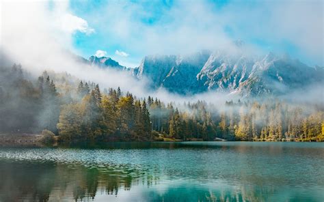 Mountain Covered With Fog Digital Wallpaper Mac Wallpaper Download