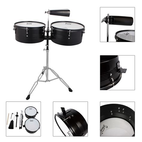 Glarry Latin Percussion 13 And 14 Timbales Drum Set With Stand And