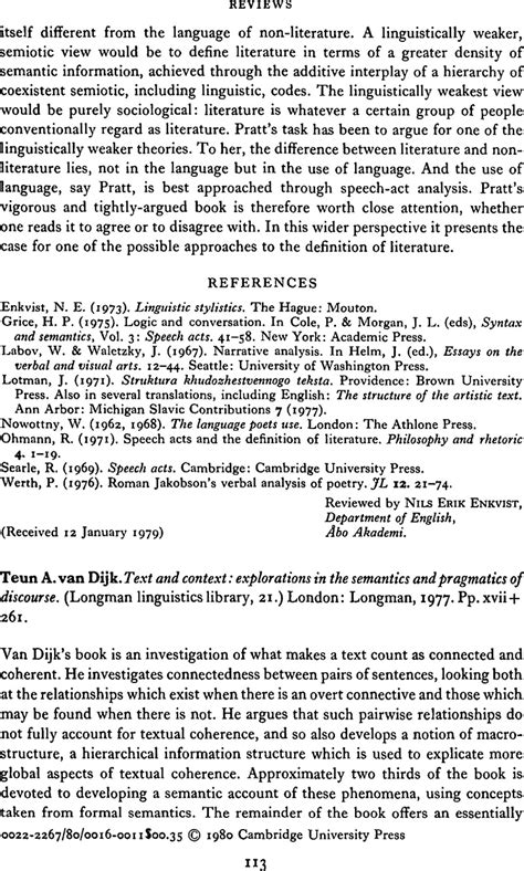 Teun A Van Dijk Text And Context Explorations In The Semantics And