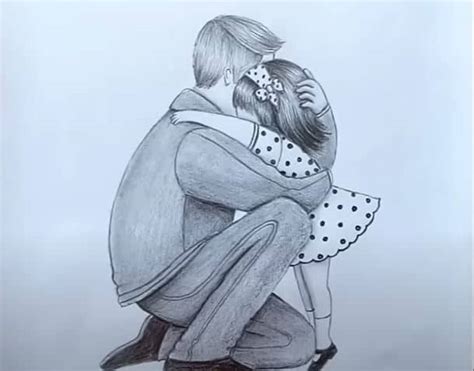 Father And Daughter Heart Touching Drawing How To Draw Father And