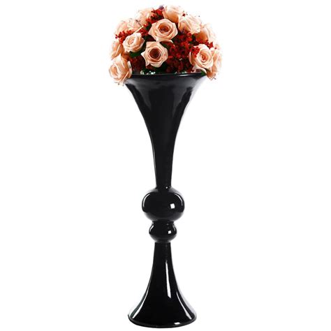 Uniquewise 24 Fiberglass Modern Trumpet Black Centerpiece Vase With