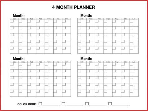 4 Month Planner Template Example Calendar Printable