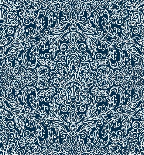 Seamless Blue Floral Damask Wallpaper — Stock Vector © Linas 4346106
