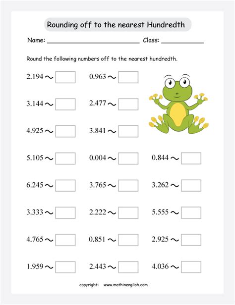 When you are rounding numbers to the nearest ten, you look to the number to the right in the ones place. Round these numbers off to the nearest hundredth.
