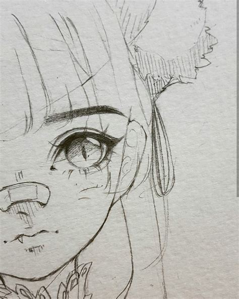 Cute Girl With Pony Tail And Nose Bandage Anime Chibi Eyes Bangs Art