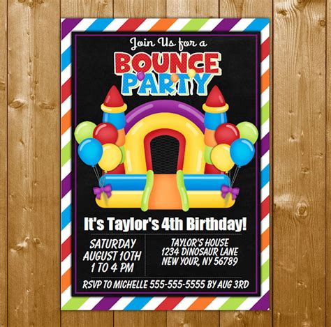 Bounce House Party Invitation Printable Colorful Birthday Party Invite Bounce House Party