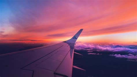 Avião Paisagem Nuvens Pôr Do Sol