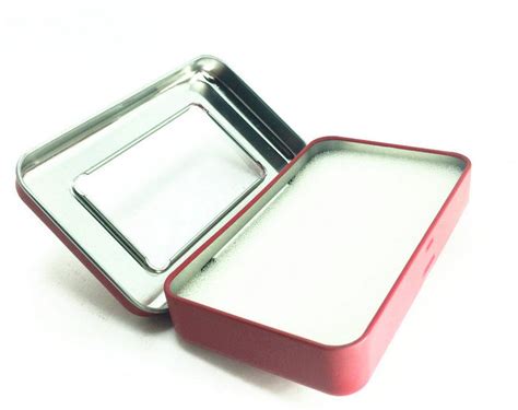 Rectangular Small Tin Box With Hinged Lid And Clear Window China Tin