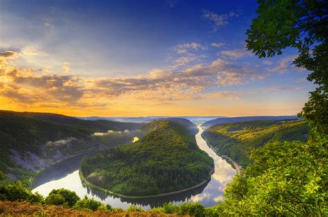 Germany Rivers Forests Scenery Sky Mettlach Saar Nature