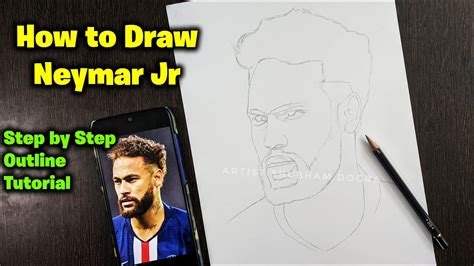How To Draw Neymar Jr Step By Step Full Sketch Outline Tutorial For