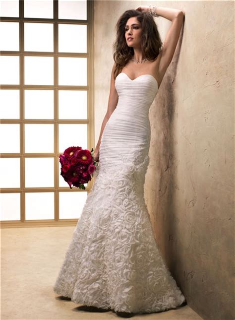 Mermaid fit and flare wedding dress. Fit And Flare Mermaid Sweetheart Textured Organza Floral ...