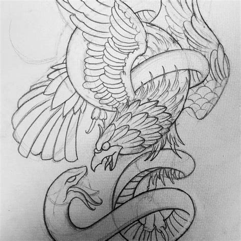 Eagle And Snake Tattoo Design By Thirteen7s On Deviantart