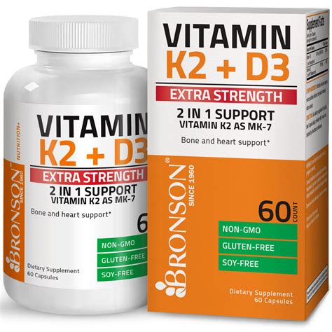 Vitamin K2 Mk7 D3 Extra Strength Bone And Heart Health Non Gmo 60