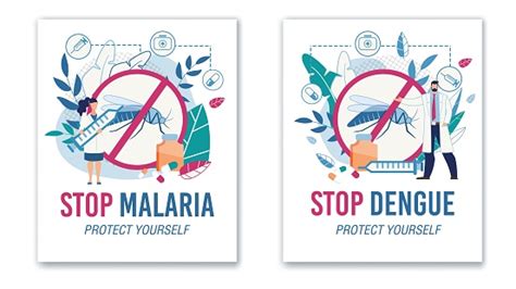 stop malaria and dengue protective sign poster set stock illustration download image now