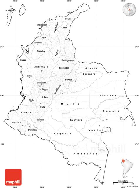 Blank Simple Map Of Colombia Cropped Outside