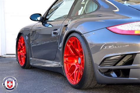 V3llum By Hre Wheels Red On A Porsche 911 Turbo 997 On Hre P40sc