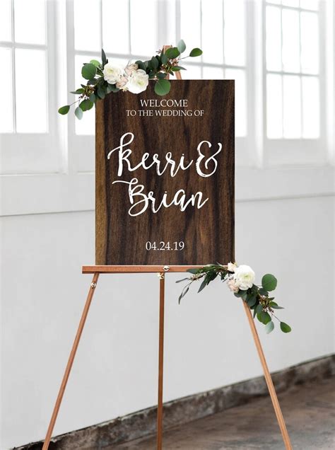 Wedding Welcome Sign With Personalized Names On Wood Or Mod Etsy