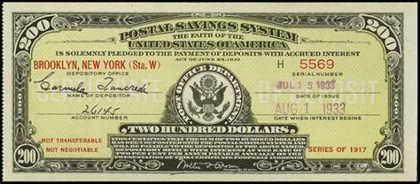 Us Postal Savings Certificates Series 1917 Archives