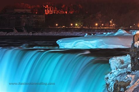 Niagara Falls A Winter Night Illuminated With Colour