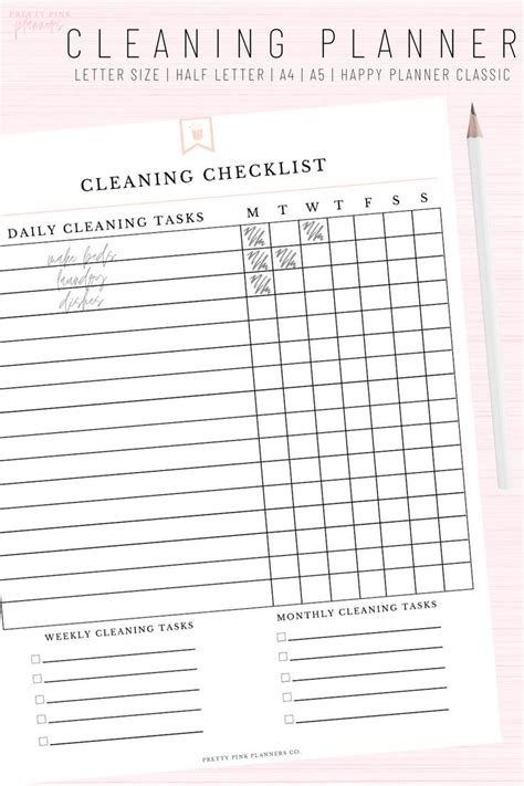 Cleaning Schedule Cleaning Planner Cleaning Chart Home Etsy Weekly