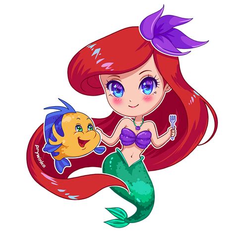 Ariel Chibi Sticker By Prywinko On Deviantart Chibi Disney
