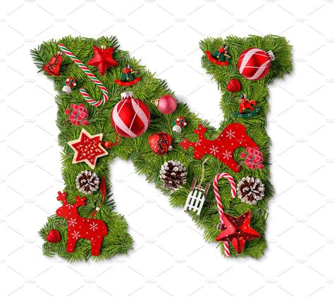 Christmas Alphabet Letter N Holiday Stock Photos Creative Market