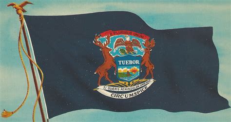 State of michigan is the second agricultural heart of the united states. Vintage Michigan State Flag Flying Proudly MOTTO If you se ...