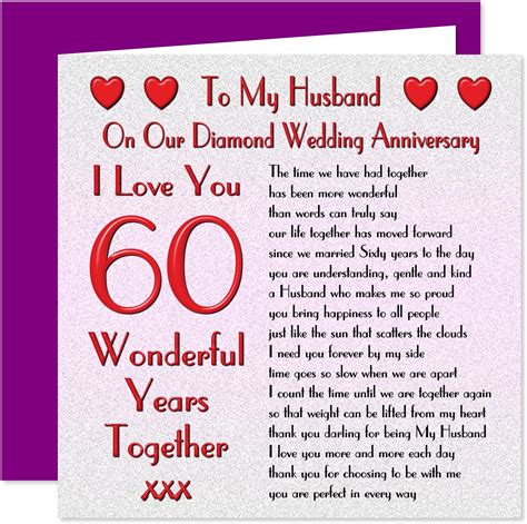My Husband 60th Wedding Anniversary Card On Our Diamond Anniversary