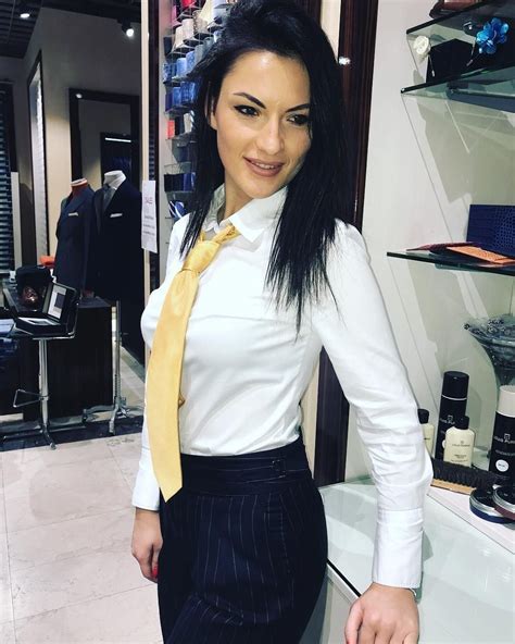 Women In Ties White Shirts Women Suit And Tie Tie Outfits Blouse And Skirt Women Wearing