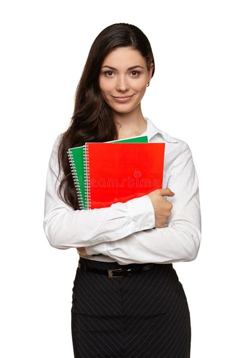 Student Girl Holding Colorful Exercise Books Stock Image Image Of