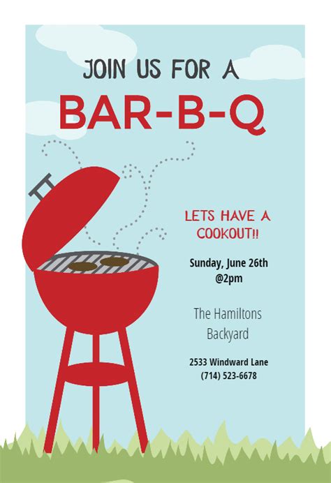 bbq cookout  bbq party invitation template