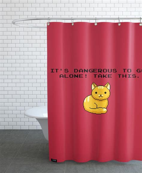 Its Dangerous To Go Alone Take This Cat Shower Curtain