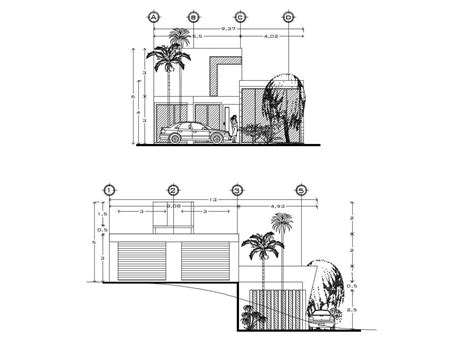 Dwg File Of The Bungalow With Elevation In Autocad Cadbull