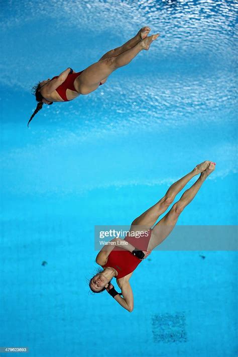 Villo Kormos And Zsofia Reisinger Of Hungary Dive In The Womens 10m