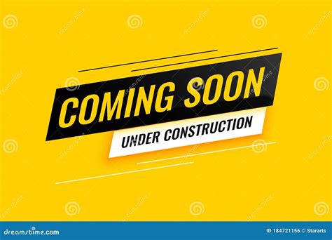 Coming Soon Under Construction Yellow Background Design Stock Vector