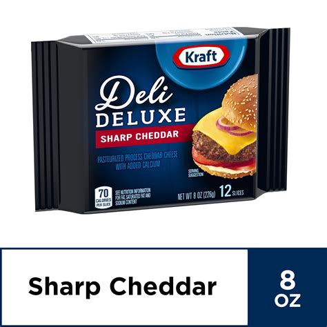 Kraft Deli Deluxe Sliced Cheese Sharp Cheddar Cheese 12 Ct 80 Oz