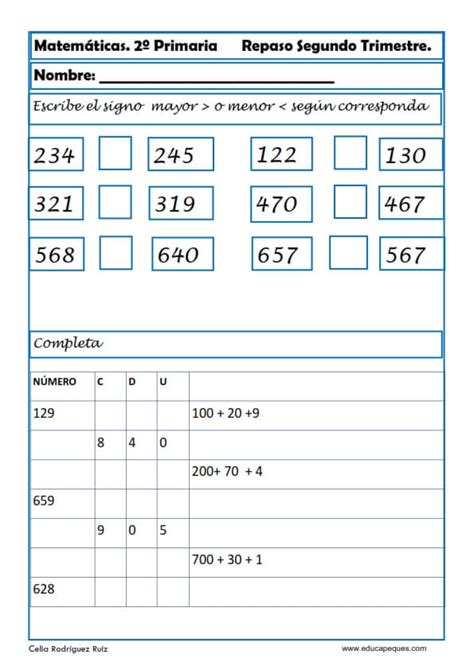 Refuerzo Matematicas Segundo Primaria Para Imprimir E96