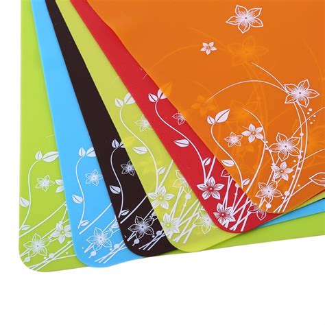 W 1pc Silicone Kitchen Placemats Non Slip Insulation Baking Mats Tables Coasters Red Flower
