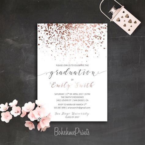 In light of all of this, planning a graduation party can be a stressful endeavor. Rose Gold Graduation Party Invitation Printable College Grad