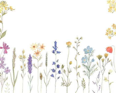 Watercolor Wildflowers Clipart Botanical Floral Wild Flowers Etsy
