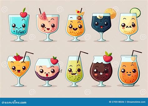 Cute Funny Cocktails In Glasses Cocktail Menu Stock Illustration Illustration Of Lime