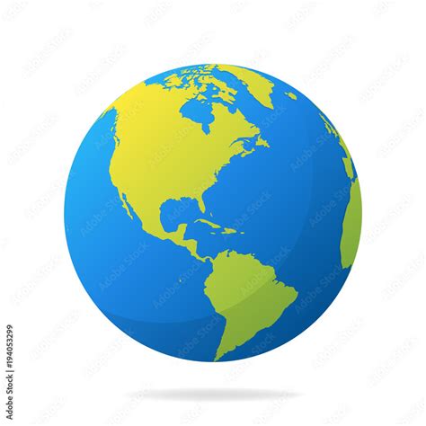 Earth Globe With Green Continents Modern 3d World Map Concept World