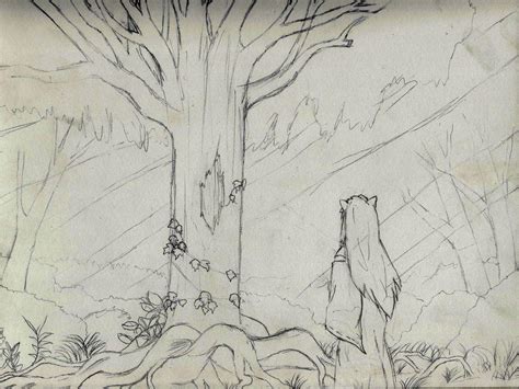The Sacred Tree Inuyasha Sketch By Lightningdre95 On Deviantart