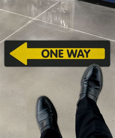 Yellow One Way Left Directional Floor Sign — D6157 By