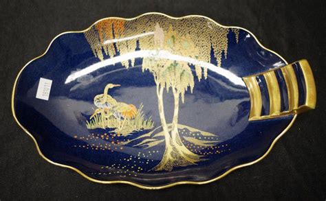 Bleu Royale Dish With Bird And Tree Decoration Carlton Ware Ceramics