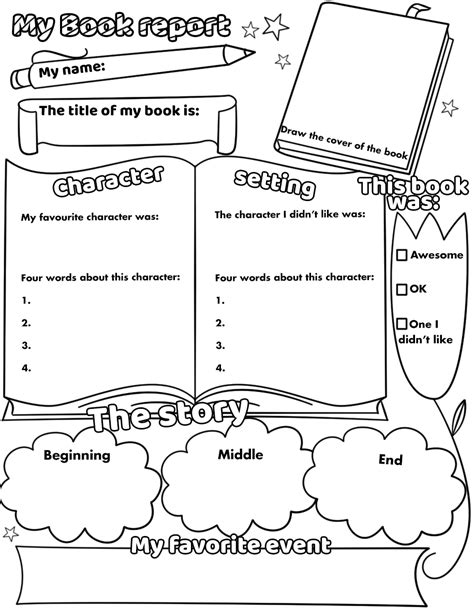 4th Grade Book Report Template